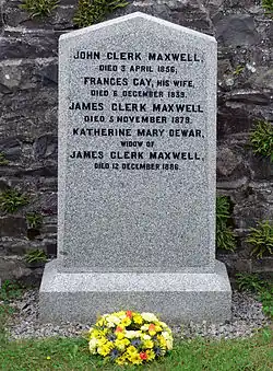 Clerk Maxwell family gravestone in detail.