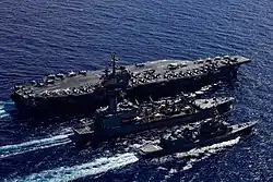 JS Ikazuchi, USNS&nbsp;John Ericsson and USS&nbsp;Ronald Reagan on 16 August 2020.