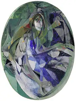 Jacques Villon, 1912, Girl at the Piano (Fillette au piano), oil on canvas, 129.2 x 96.4&nbsp;cm, oval, Museum of Modern Art, New York. Exhibited at the 1913 Armory Show