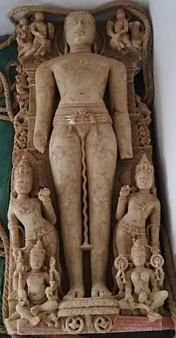 11th century Tirthankara statue in kayotsarg Mudra found during the excavation at Gambhu