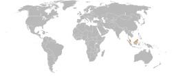Map indicating locations of Jamaica and Malaysia
