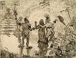 The Devils Dzitts and Hihanox Lead Christ into Hell (1895) 13.9 × 17.8&nbsp;cm, etching and drypoint, Museum of Fine Arts, Ghent