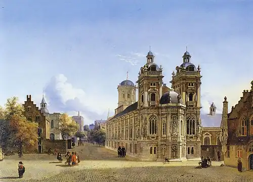 Cityscape with a Church and a Square by Jan van der Heyden, c.1669