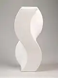 Cast vase S-shaped, white glazed, 1975