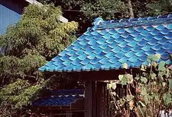 Gloss blue roof tiles in Japan