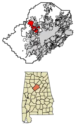Location of Adamsville in Jefferson County, Alabama.