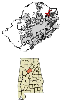 Location of Pinson in Jefferson County, Alabama.
