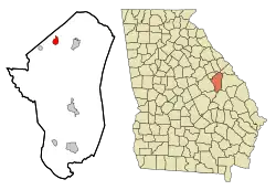 Location in Jefferson County and the state of Georgia