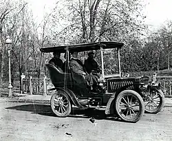Jesse French Sr. at the wheel of a 1904 St. Louis