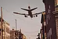 An American Airlines DC-10 comes in for landing at Logan International Airport over Neptune Road in East Boston in May, 1973.