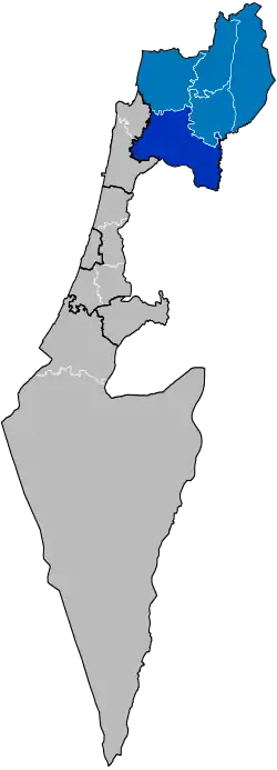 Northern District in blue, with Jezreel Subdistrict in dark blue