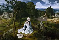Rest on the Flight into Egypt, oil on panel, 121&nbsp;cm ×&nbsp;177&nbsp;cm (48&nbsp;in ×&nbsp;70&nbsp;in), Museo del Prado, Madrid