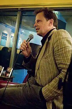 Boyd at the Ancienne Belgique Cafe in Brussels promoting his memoir, White Bicycles, 2008