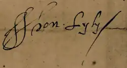 Lyly's signature, from a letter to Sir Robert Cecil, 4 Feb. 1602–3