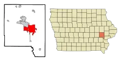 Location within Johnson County and Iowa