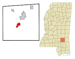 Location of Ellisville in Mississippi