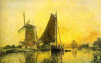 In Holland; Boats near the Mill, 1868