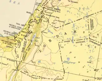 Map of Transjordan in 1955