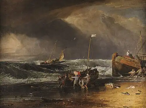 J. M. W. Turner: A Coast Scene with Fishermen Hauling a Boat Ashore
