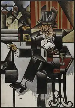 Juan Gris, 1912, Man in a Café, oil on canvas, 127.6 × 88.3&nbsp;cm, Philadelphia Museum of Art