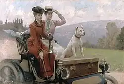 The Goldsmith Ladies in the Bois de Boulogne in 1897 on a Peugeot cart (1901)