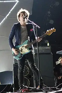 Justin Meldal-Johnsen performing with Beck at Hammerstein Ballroom in New York City on June 30, 2014