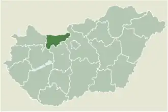 Location of Komárom–Esztergom county in Hungary