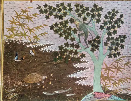 The turtle and the monkey. Persian, Timurid school, c.&nbsp;1410–1420