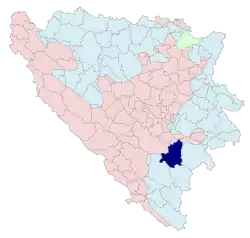 Location of Kalinovik within Bosnia and Herzegovina