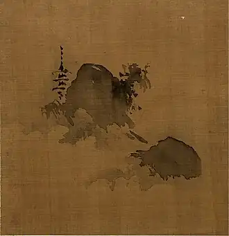 Mountain Village, Clearing Mist version by Kanō Tan'yū, 17th century