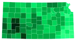 Support for Orman by county: &nbsp;&nbsp;>16% &nbsp;&nbsp;14–16% &nbsp;&nbsp;12–14% &nbsp;&nbsp;10–12% &nbsp;&nbsp;8–10% &nbsp;&nbsp;6–8% &nbsp;&nbsp;4–6% &nbsp;&nbsp;2–4%