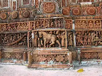Terracotta designs outside the temple
