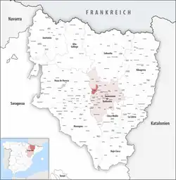 Municipal location within the Comarca of Somontano de Barbastro and Province of Huesca.