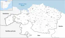 Map of the province of Biscay with its municipalities