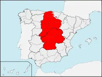 The regions of Old Castile and New Castile (1833 until the early 1980s).