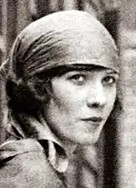 Close-up of Kathryn Mullin (1902–1994), an artist, stage performer, and expert in women's saber fencing.