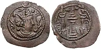 A coin with the image of Kavad I, minted in Bishapur