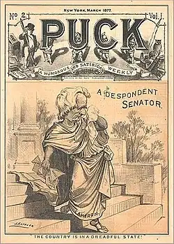 Magazine cover depicting Cameron as a weeping, departing Roman senator