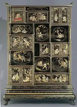 Lacquer cabinet with fourteen scenes of Japanese history, Khalili Collection of Japanese Art