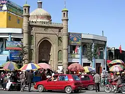 In front of the Hotan Mosque in Hotan City