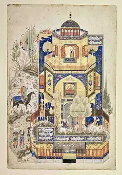 Khusraw at Shirin’s Palace, Folio from the Khamsa of Nizami. Tabriz, last quarter of the 15th-century
