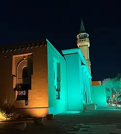 King Abdulaziz Mosque in Riyadh lit in green, 2024
