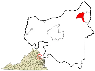 Location in King George County and the state of Virginia