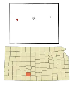 Location within Kiowa County and Kansas
