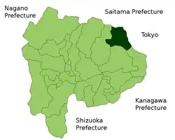 Location of Kitatsuru in Yamanashi