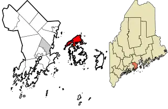 Location in Knox County and the state of Maine