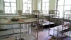 Beds in the abandoned kindergarten