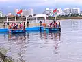 Start of the Gaetbae (raft) race at the Seorak Festival in Sokcho