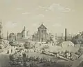 The Church of the Visitation, the Capuchins' Church and the Lublin Union Monument circa 1860, lithography by Adam Lerue