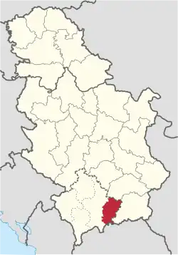 Location of Kosovo–Pomoravlje District